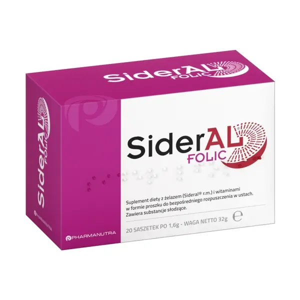 Żelazo 21mg + Witamina C + Kwas foliowy 20 saszetek [SiderAL] - SiderAL
