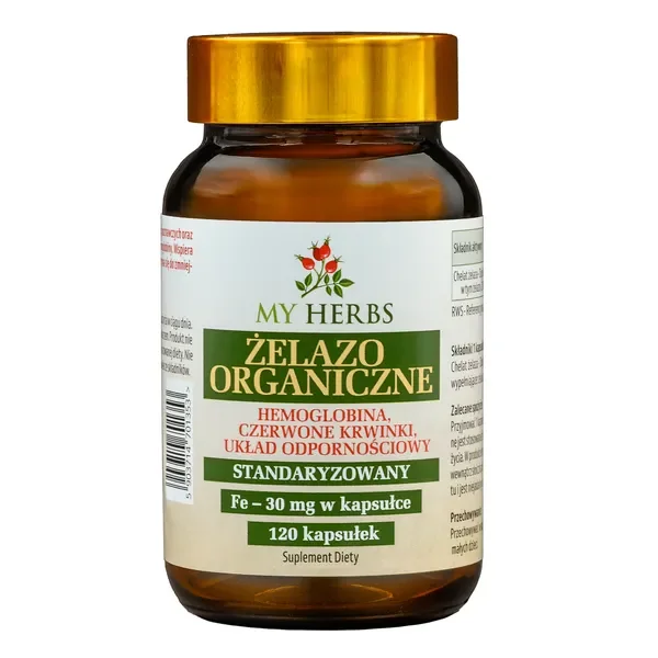 Żelazo organiczne 30 mg 120 kapsułek [My Herbs] - My Herbs