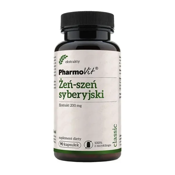 Żeń-szeń syberyjski ekstrakt 20:1 200mg 90 kapsułek [Pharmovit] - Pharmovit