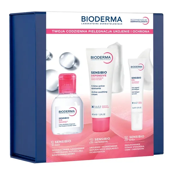 Zestaw Bioderma Sensibio woda micelarna 100ml + krem kojący 40ml + krem pod oczy 15ml [Bioderma] - Bioderma