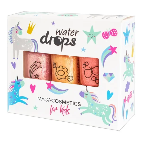 Zestaw lakierów wodnych dla dzieci Piaskowa księżniczka 3x6ml [Maga Cosmetics] - Maga Cosmetics