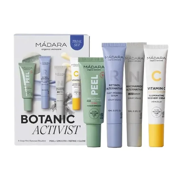 Zestaw Madara Botanic Activist - serum przeciwzmarszczkowe + serum naturalne + maseczka peelingująca + krem z witaminą C - Madara