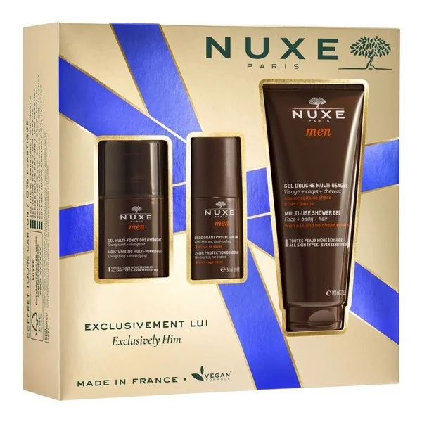 Zestaw Nuxe Men żel pod prysznic 200ml + dezodorant roll-on 50ml + żel nawilżający 50ml [Nuxe] - Nuxe
