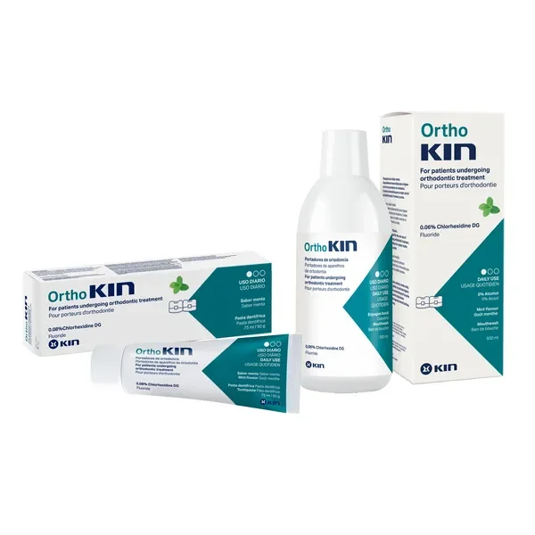 Zestaw OrthoKIN płyn do płukania jamy ustnej 500ml + pasta do zębów 75ml [Kin] - Kin