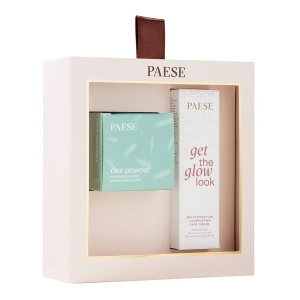 Zestaw świąteczny All About The Base 2 rozświetlający krem do twarzy 30ml + puder ryżowy 10g [Paese] - Paese