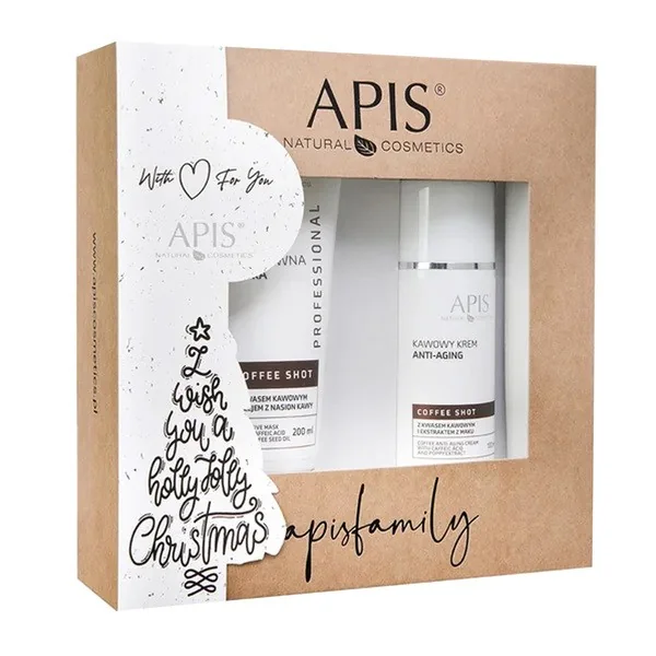 Zestaw Świąteczny Coffe shot - maska z kwasem kawowym 200ml + krem anti-aging 100ml [Apis] - Apis