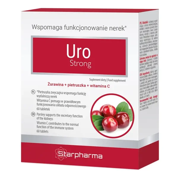 Żurawina 200mg + Pietruszka 25mg + Witamina C 26mg 60 tabletek [Strong] - Strong